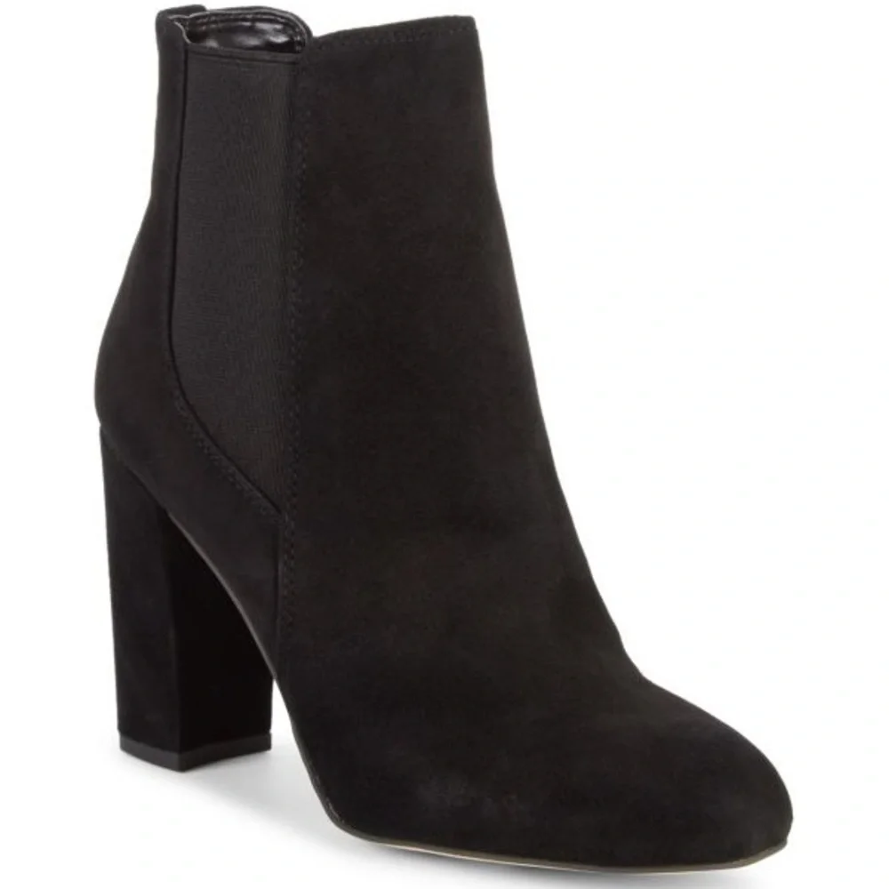 Sam Edelman Case Suede Block Heel Booties Short Ankle Boot Black Women’s 6.5